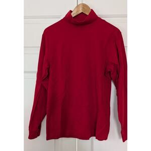 L.L. Bean Red Cotton Mockneck Shirt